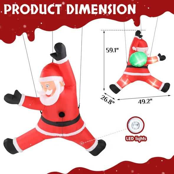 Hanging Santa Inflatable (4.9ft Lighted Display)