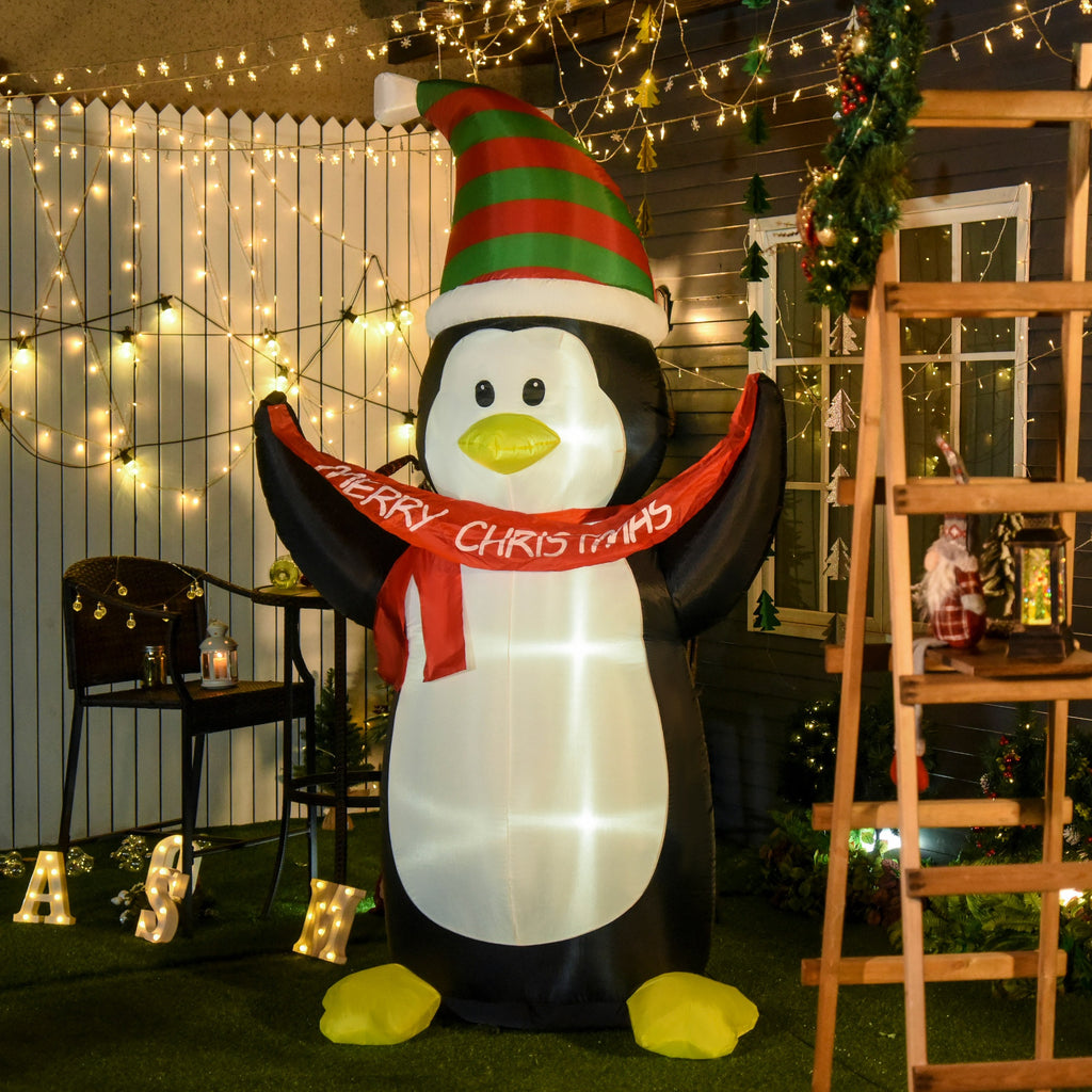 Festive Penguin Inflatable (8ft LED Glow)
