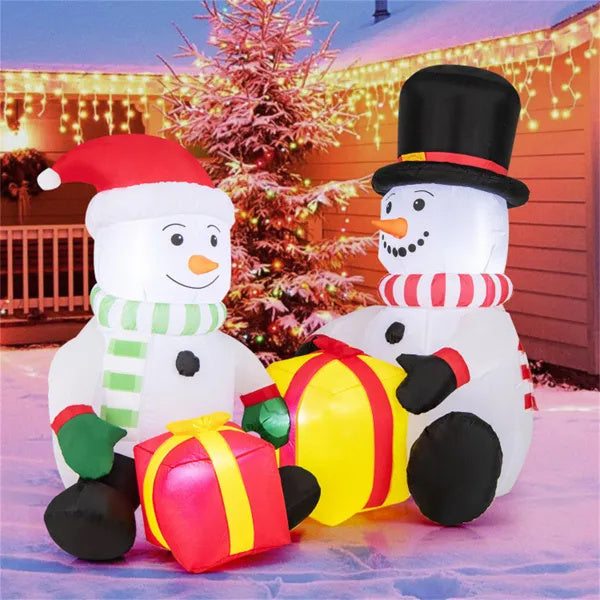 Snowmans with Gift Boxes Inflatable (5ft)