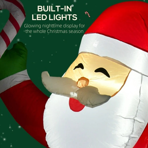 Jolly Santa with Candy Cane Inflatable (8ft)