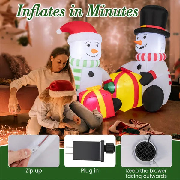 Snowmans with Gift Boxes Inflatable (5ft)
