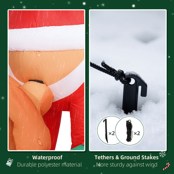 Santa & Dog Tug-of-War Inflatable (8ft Funny Display)