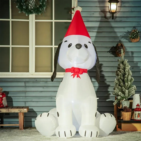 Snoopy-Style Christmas Pup Inflatable (6ft)