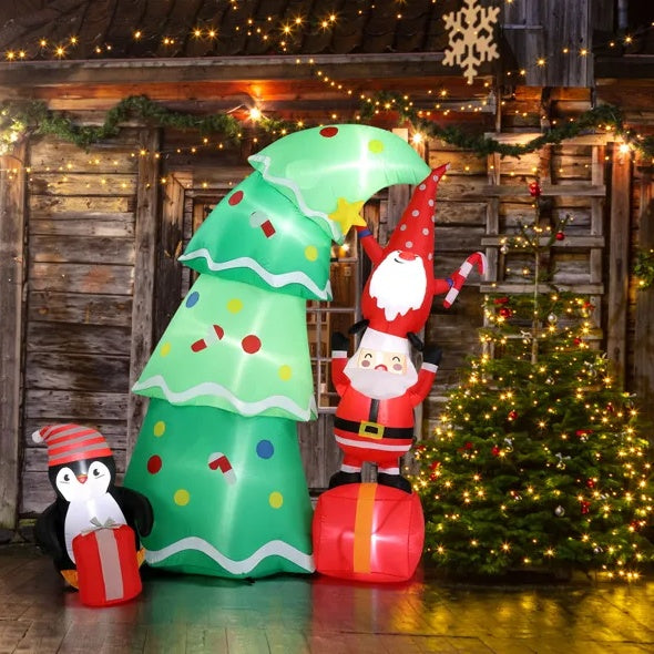 Mini Santa's & Penguin Trees Inflatable Display (6ft)