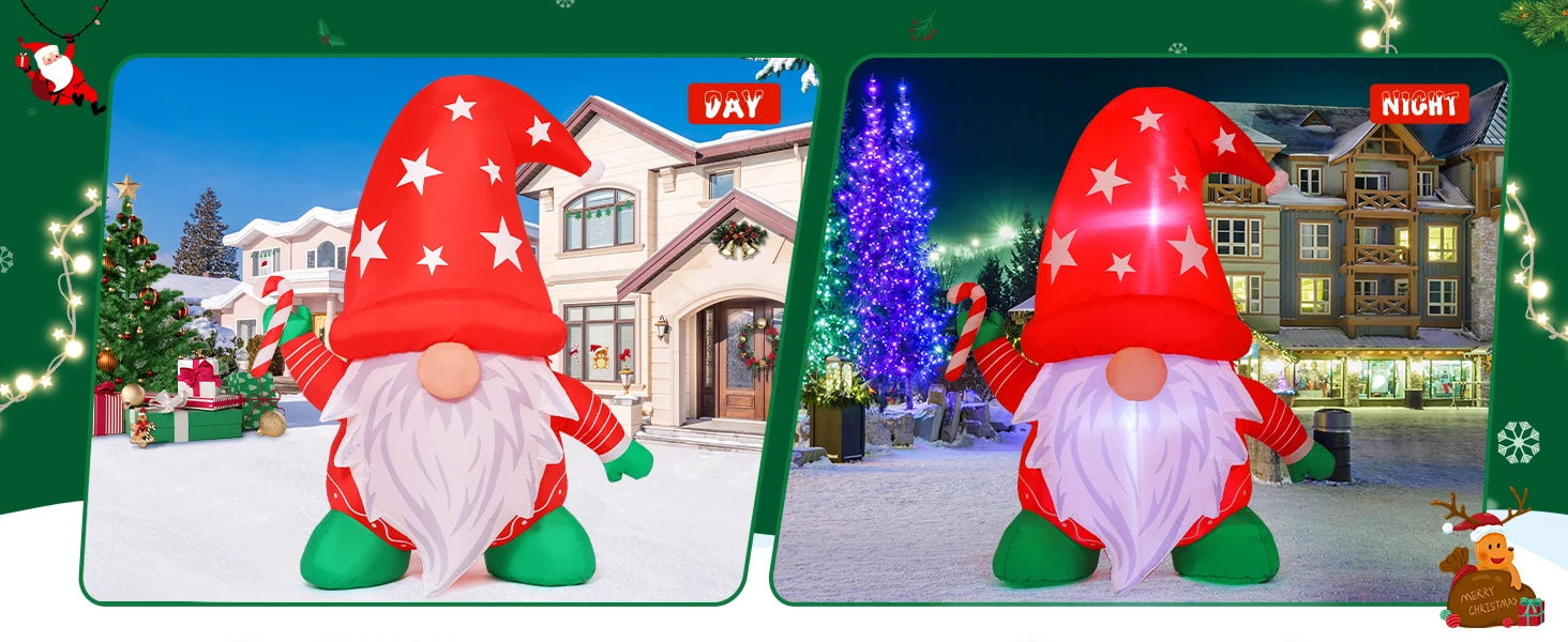 Santa Gnome (6ft, Built-in LEDs)