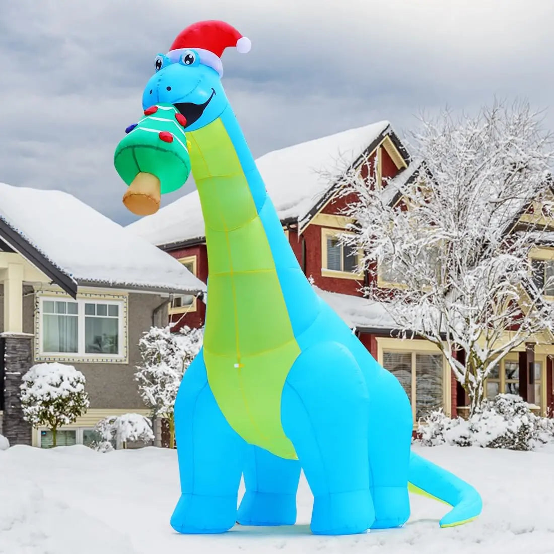 Dinosaur Eats Christmas Tree (10FT, Built-in LEDs)