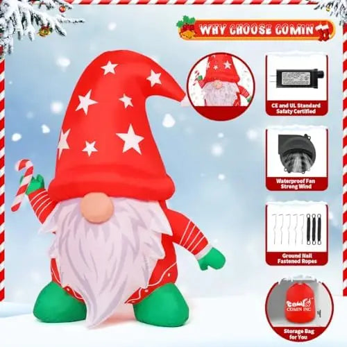 Santa Gnome (6ft, Built-in LEDs)