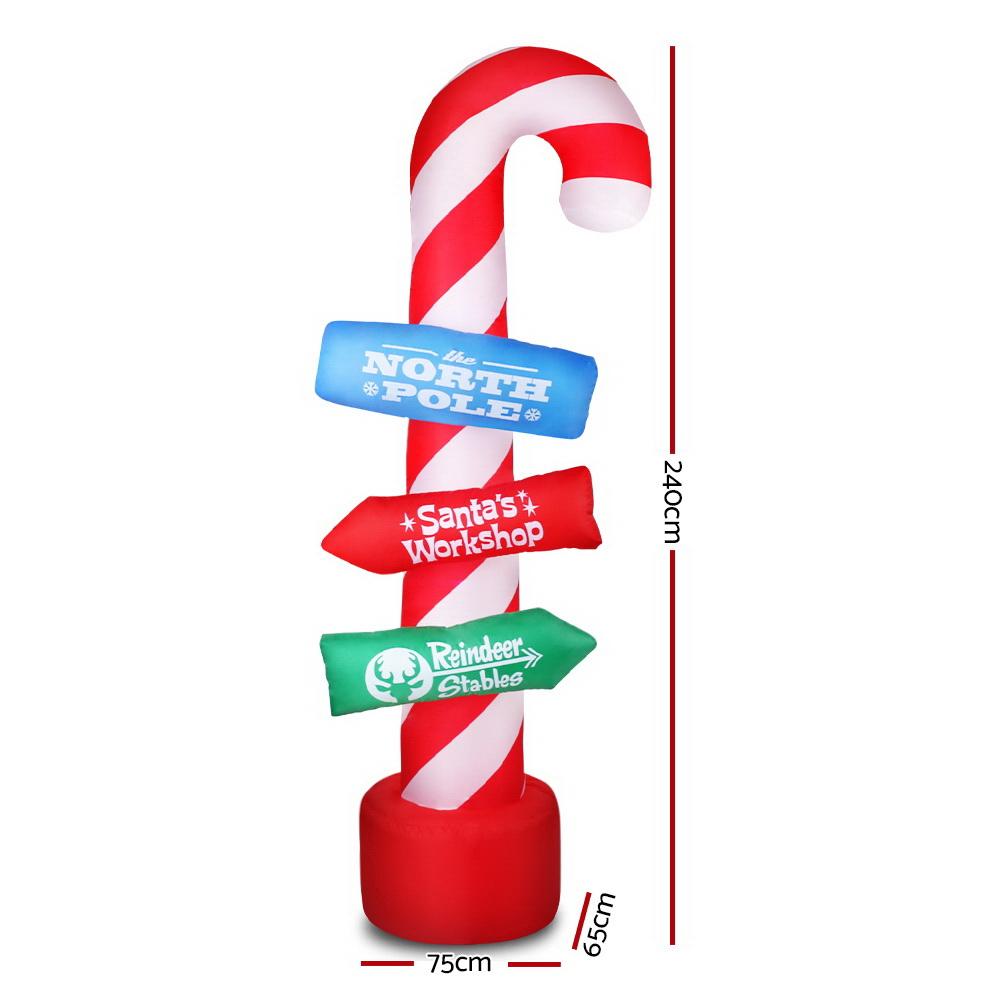 Candy Cane Direction Pole Inflatable (7.8ft LED)
