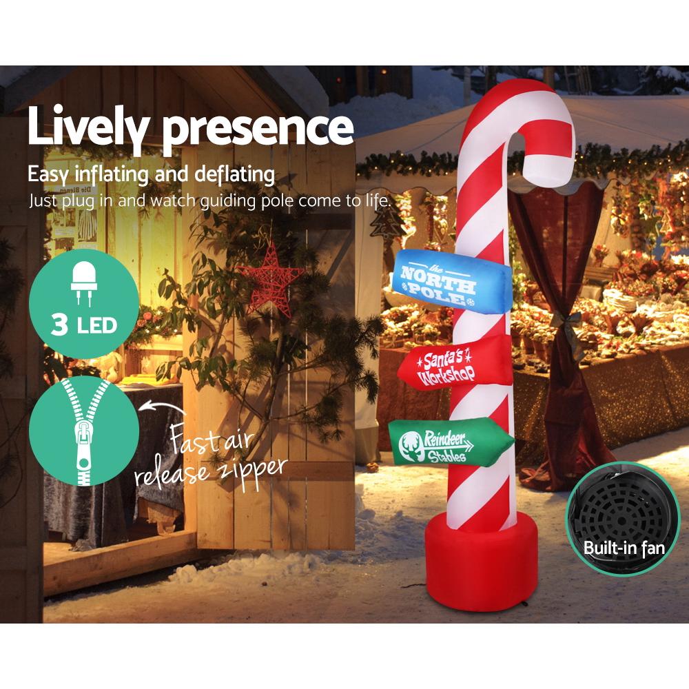 Candy Cane Direction Pole Inflatable (7.8ft LED)