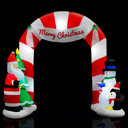 Santa & Snowman Archway Inflatable (3m Entry Display)