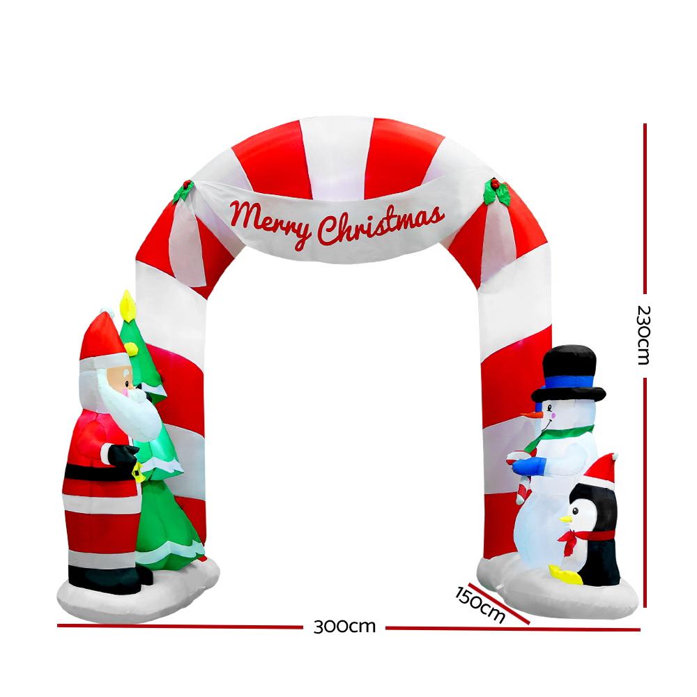 Santa & Snowman Archway Inflatable (3m Entry Display)
