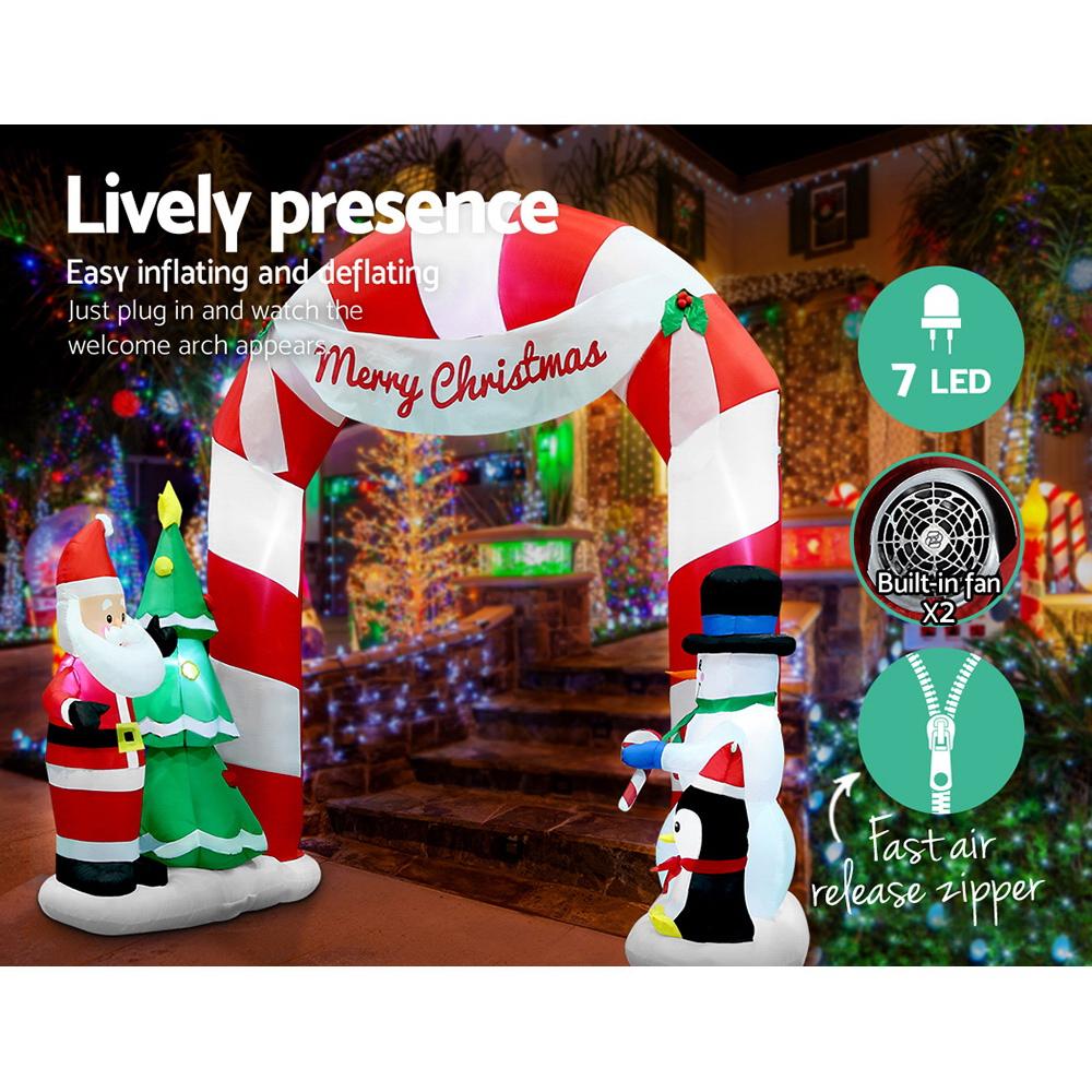 Santa & Snowman Archway Inflatable (3m Entry Display)