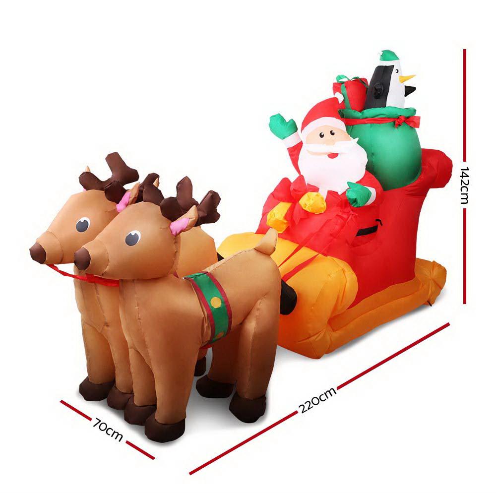 Santa’s Sleigh with Two Reindeer Inflatable (7ft)
