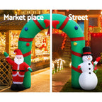 Santa & Snowman Welcome Archway Inflatable (2.8m LED Display)