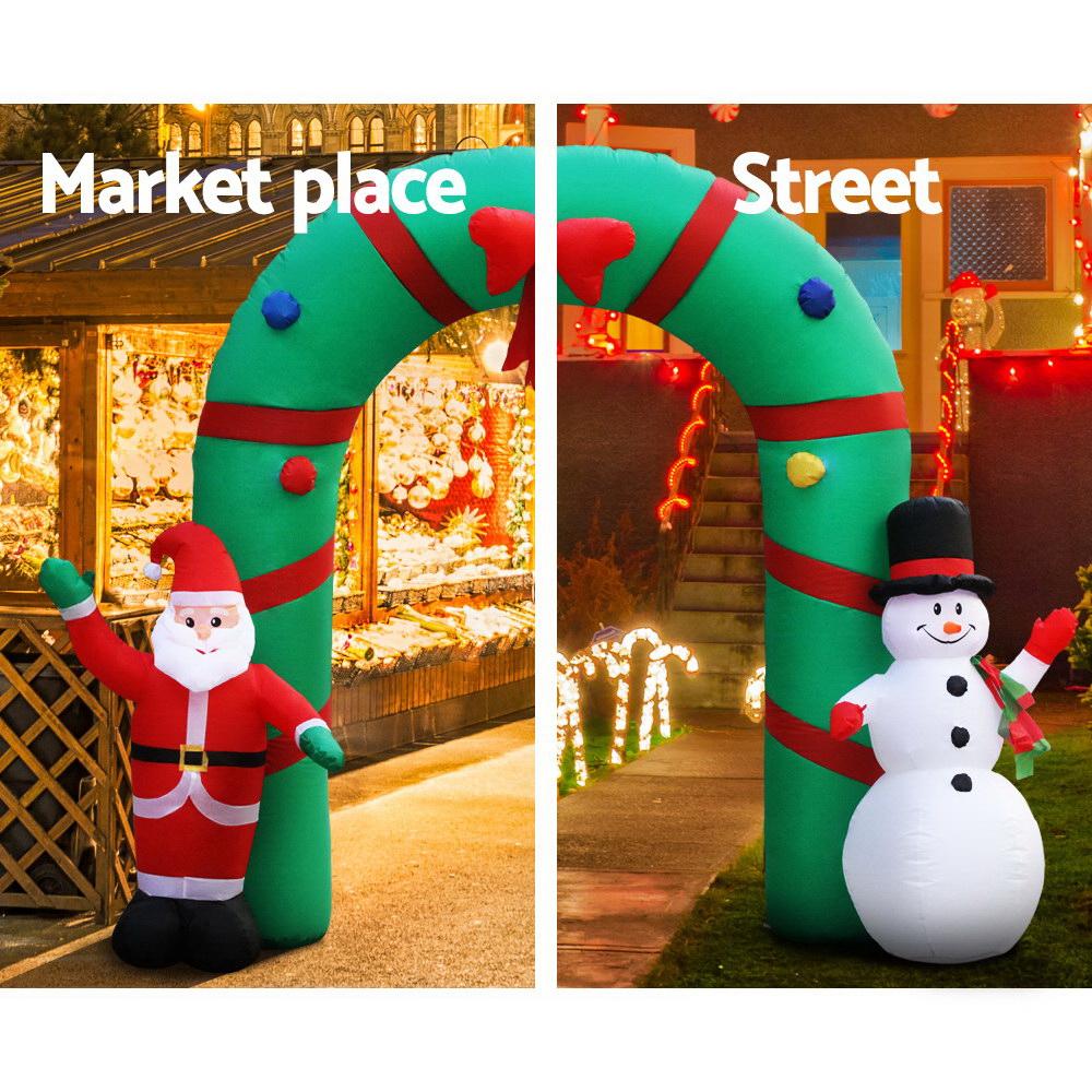 Santa & Snowman Welcome Archway Inflatable (2.8m LED Display)