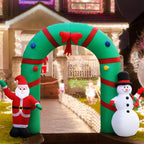 Santa & Snowman Welcome Archway Inflatable (2.8m LED Display)