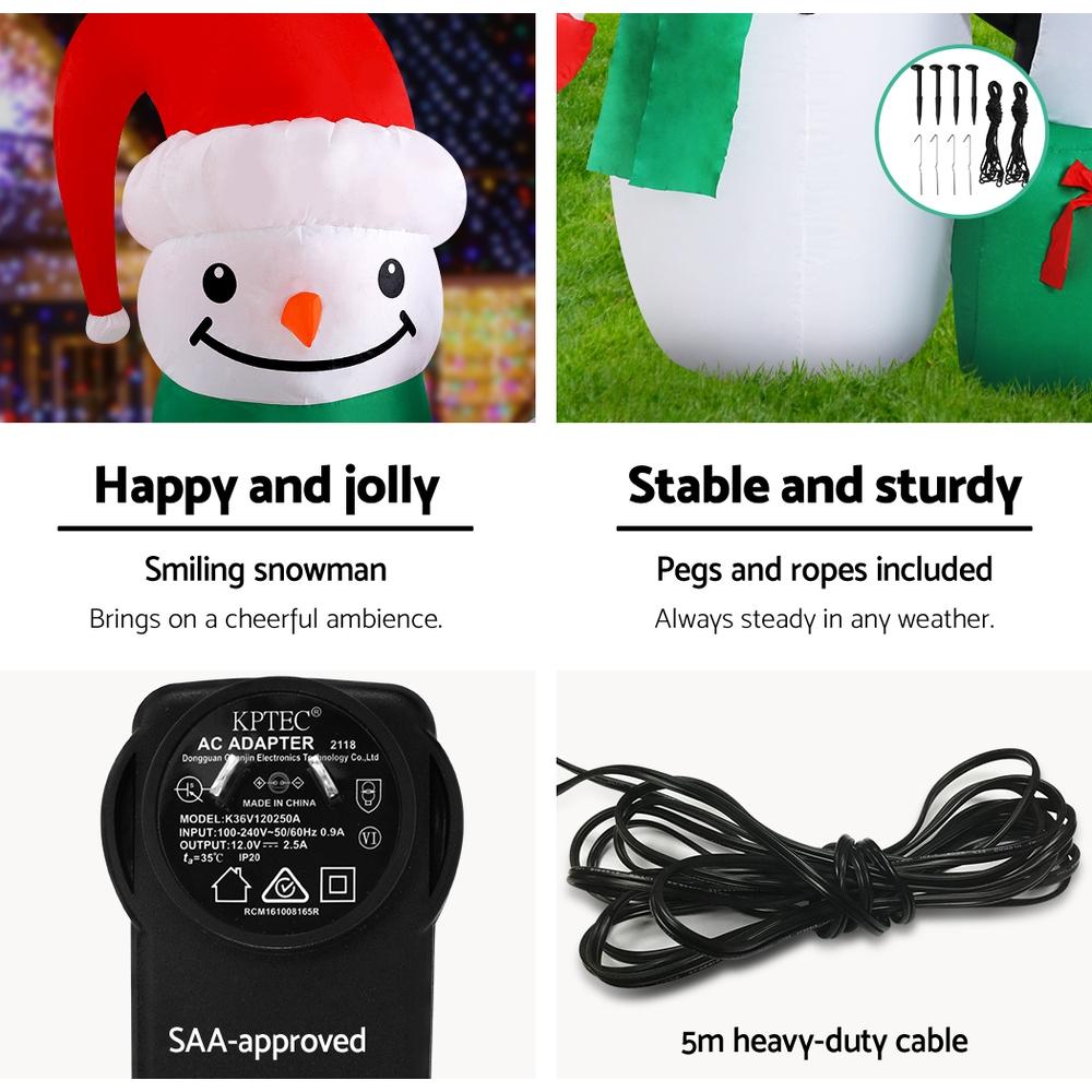 Snowman & Penguin Disco Inflatable (1.8m LED Colors)