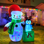 Snowman & Penguin Disco Inflatable (1.8m LED Colors)
