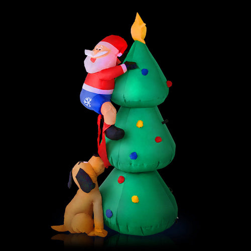 Santa's Runaway Pup by the Tree Inflatable (6ft Light-Up)