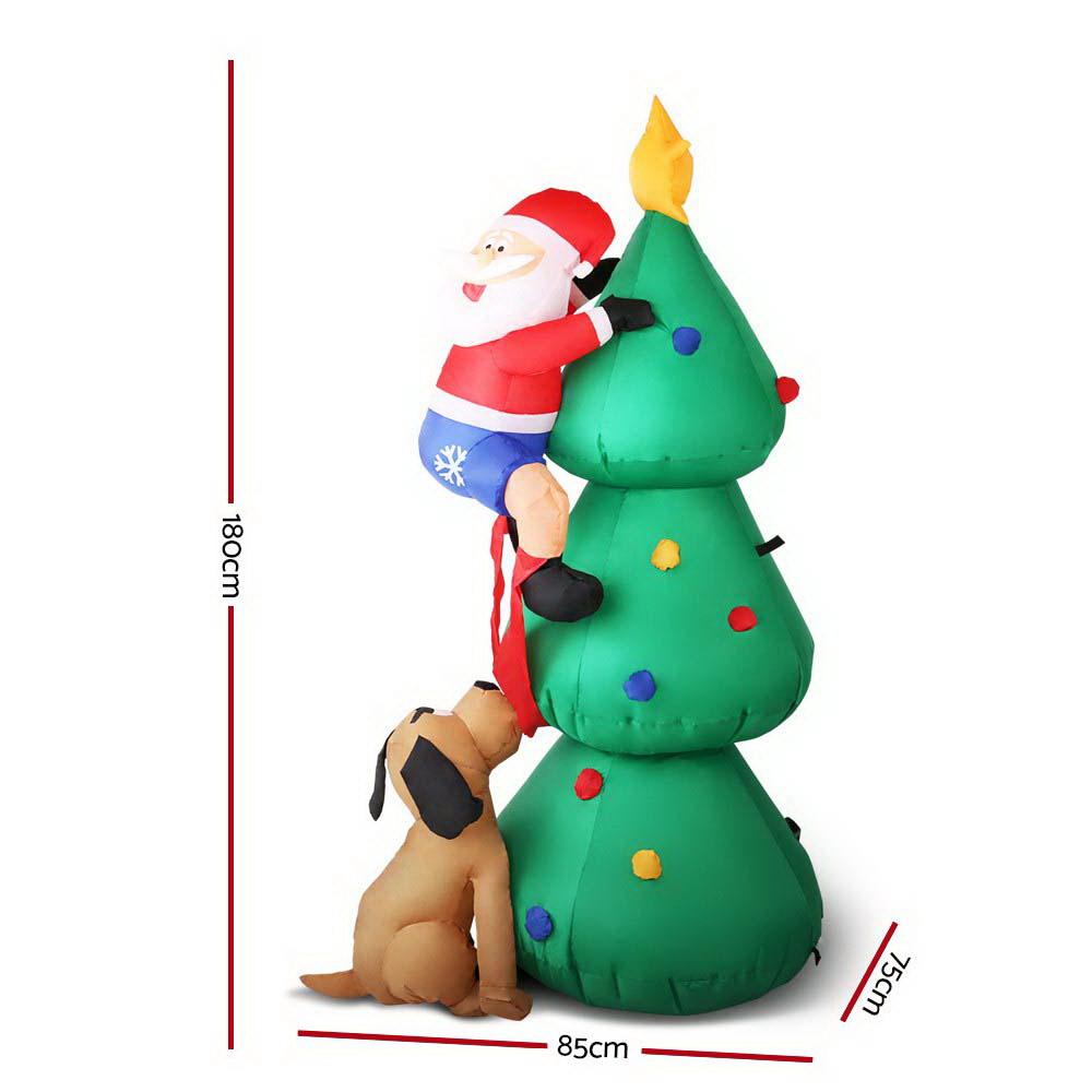 Santa's Runaway Pup by the Tree Inflatable (6ft Light-Up)