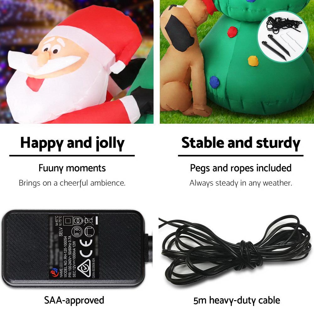 Santa's Runaway Pup by the Tree Inflatable (6ft Light-Up)