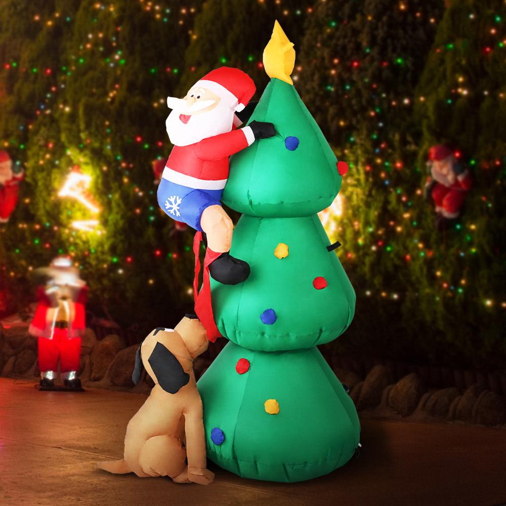 Santa's Runaway Pup by the Tree Inflatable (6ft Light-Up)