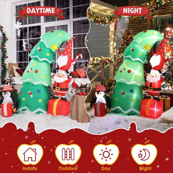 Mini Santa's & Penguin Trees Inflatable Display (6ft)