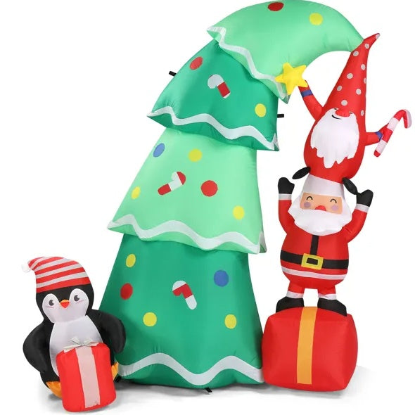Mini Santa's & Penguin Trees Inflatable Display (6ft)