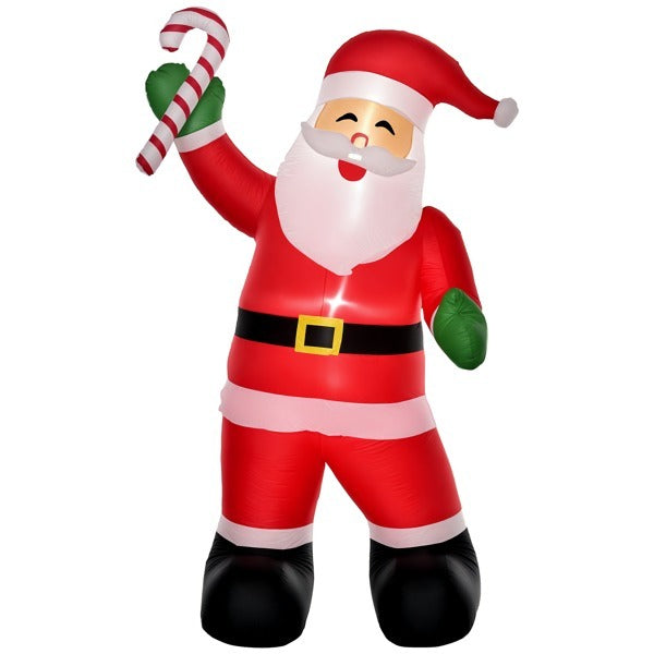 Jolly Santa with Candy Cane Inflatable (8ft)