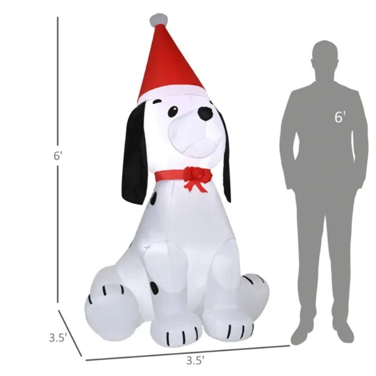 Snoopy-Style Christmas Pup Inflatable (6ft)