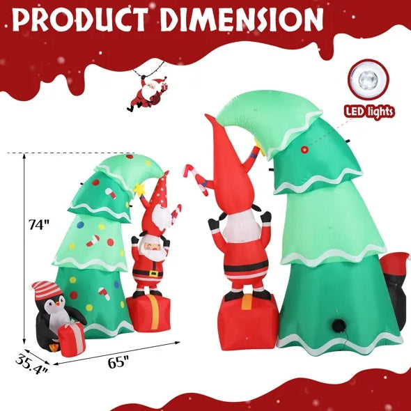 Mini Santa's & Penguin Trees Inflatable Display (6ft)