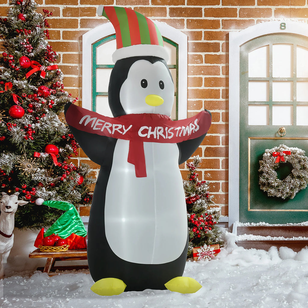 Festive Penguin Inflatable (8ft LED Glow)